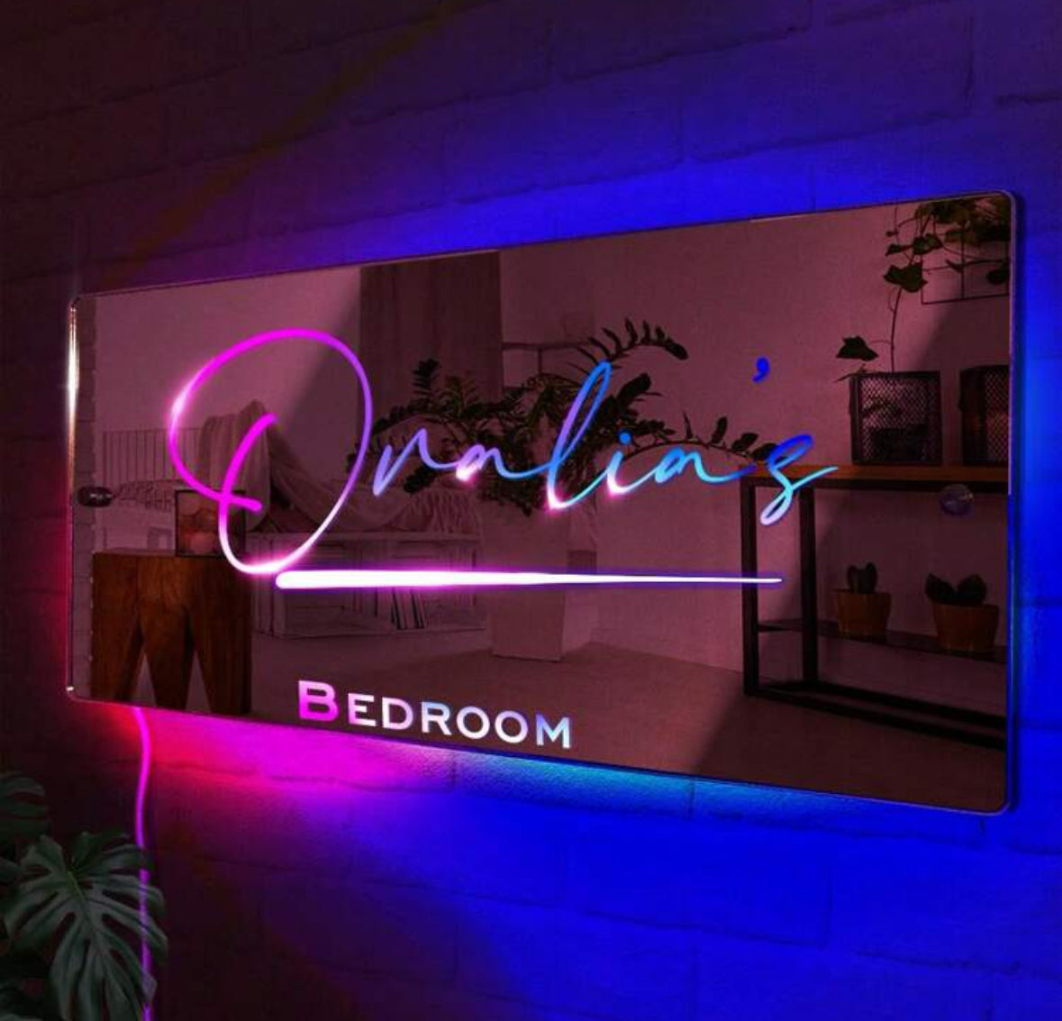 1pc personalized Name LED Light Mirror