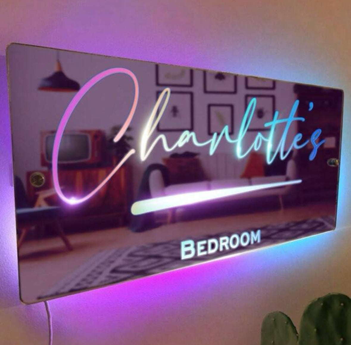 1pc personalized Name LED Light Mirror